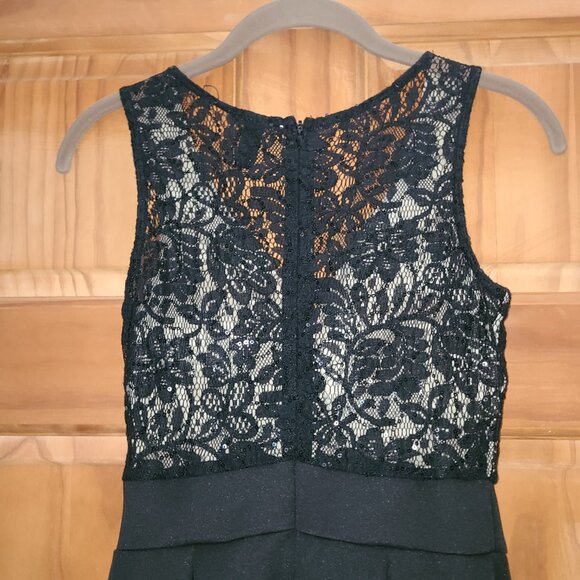Windsor Black Shimmery Floral Lace Top Mini Dress - Picture 5 of 6